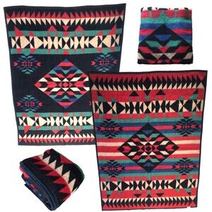 Biederlack Throw Blanket double sided ♥️🟢🖤